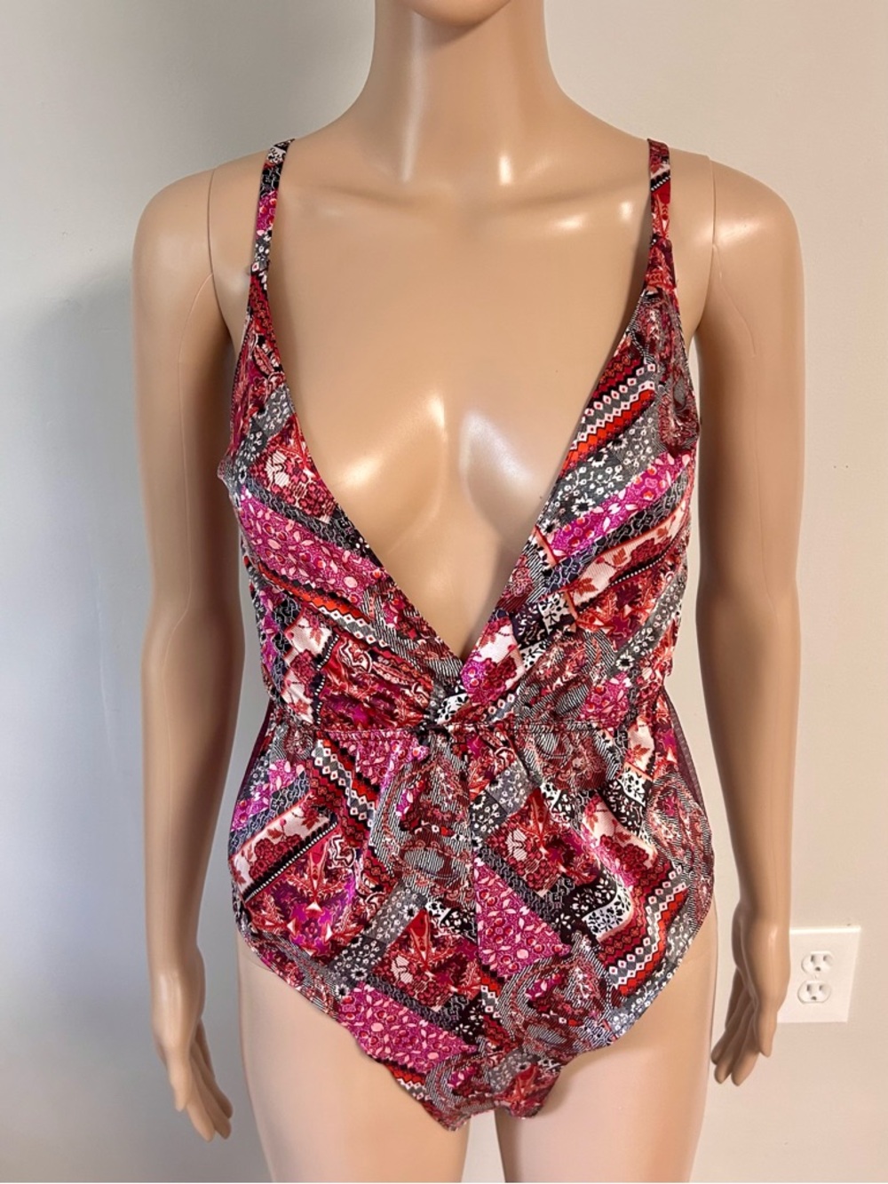 Victoria's Secret Pink Red Black Patterned Chemise